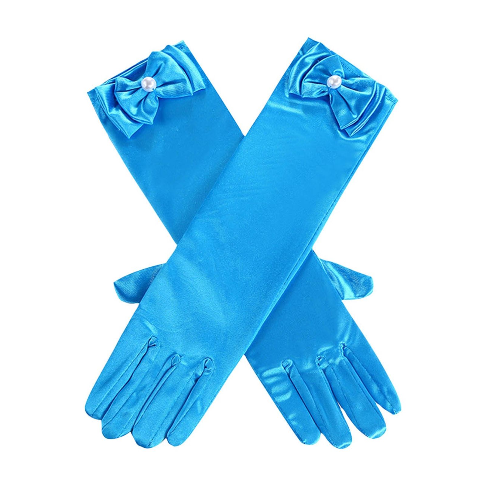 Little Girls Princess Gloves Toddler Dress Up Gloves Girls Satin Gloves For Halloween Christmas Party Princess Dress Up Light Blue Free Size